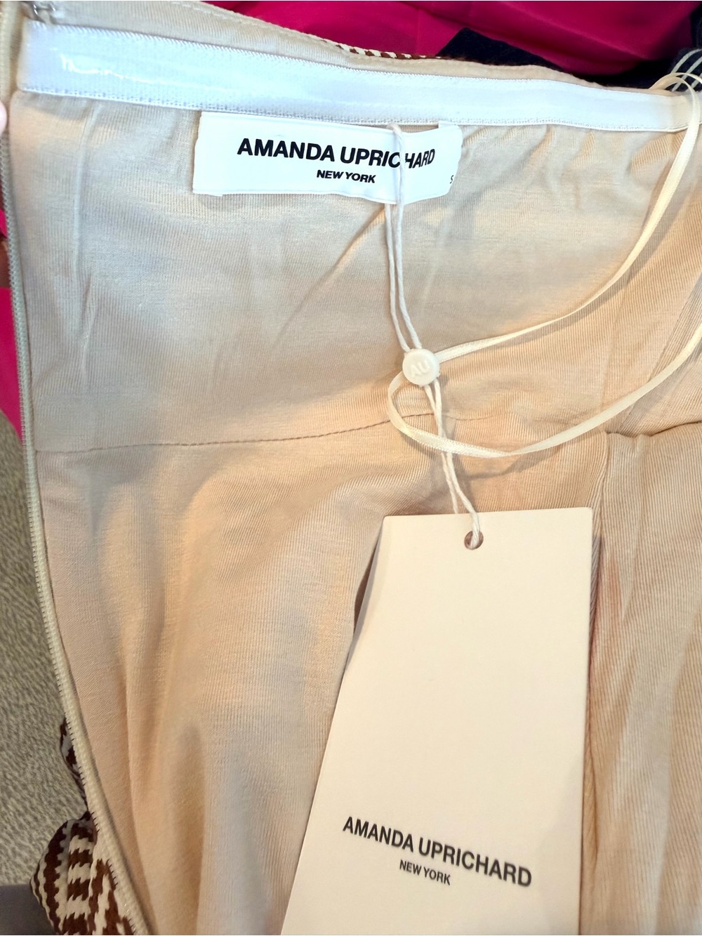 Amanda Uprichard Brown & Cream Striped Halter Dress Midi Has Stretch NWT Small - Picture 14 of 14